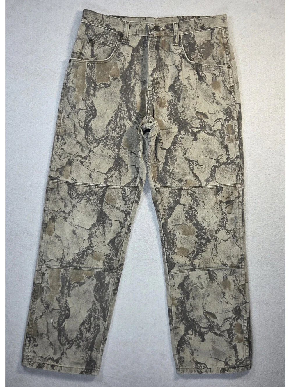 Vtg Wrangler Mens Outdoor Natural Camouflage Jeans Double Knee 32x30 100% Cotton